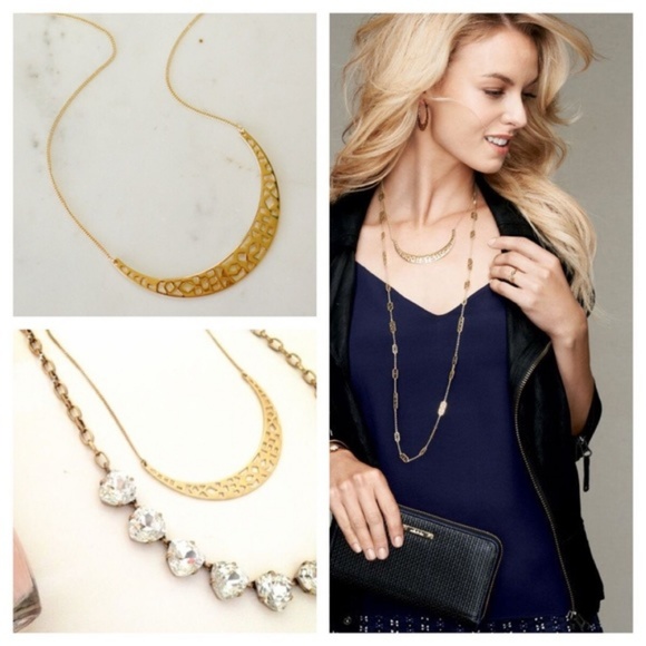 :: Stella & Dot GOLD Avalon Crescent Necklace - Picture 3 of 7